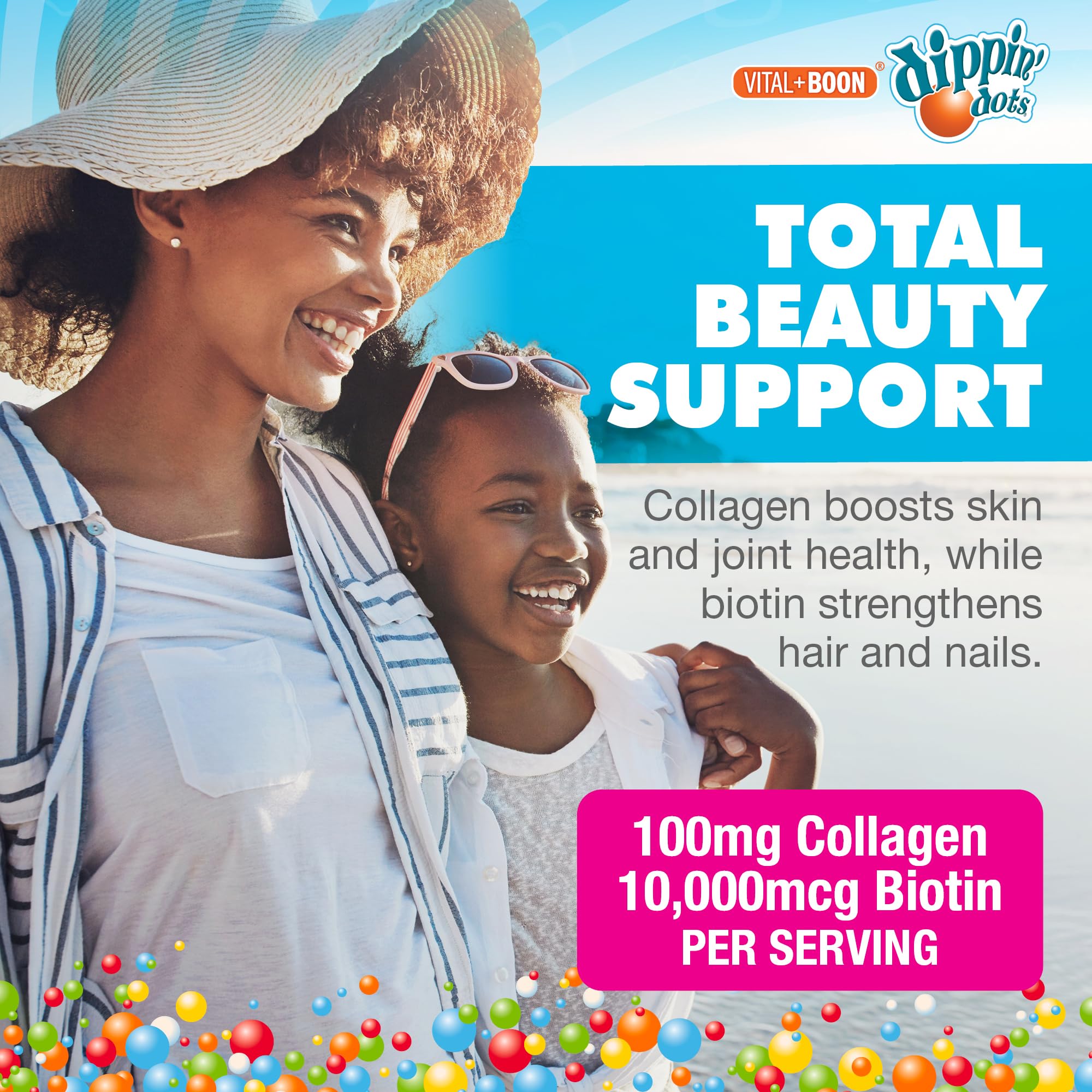 Vital+Boon Collagen Biotin Gummies on a wooden table
