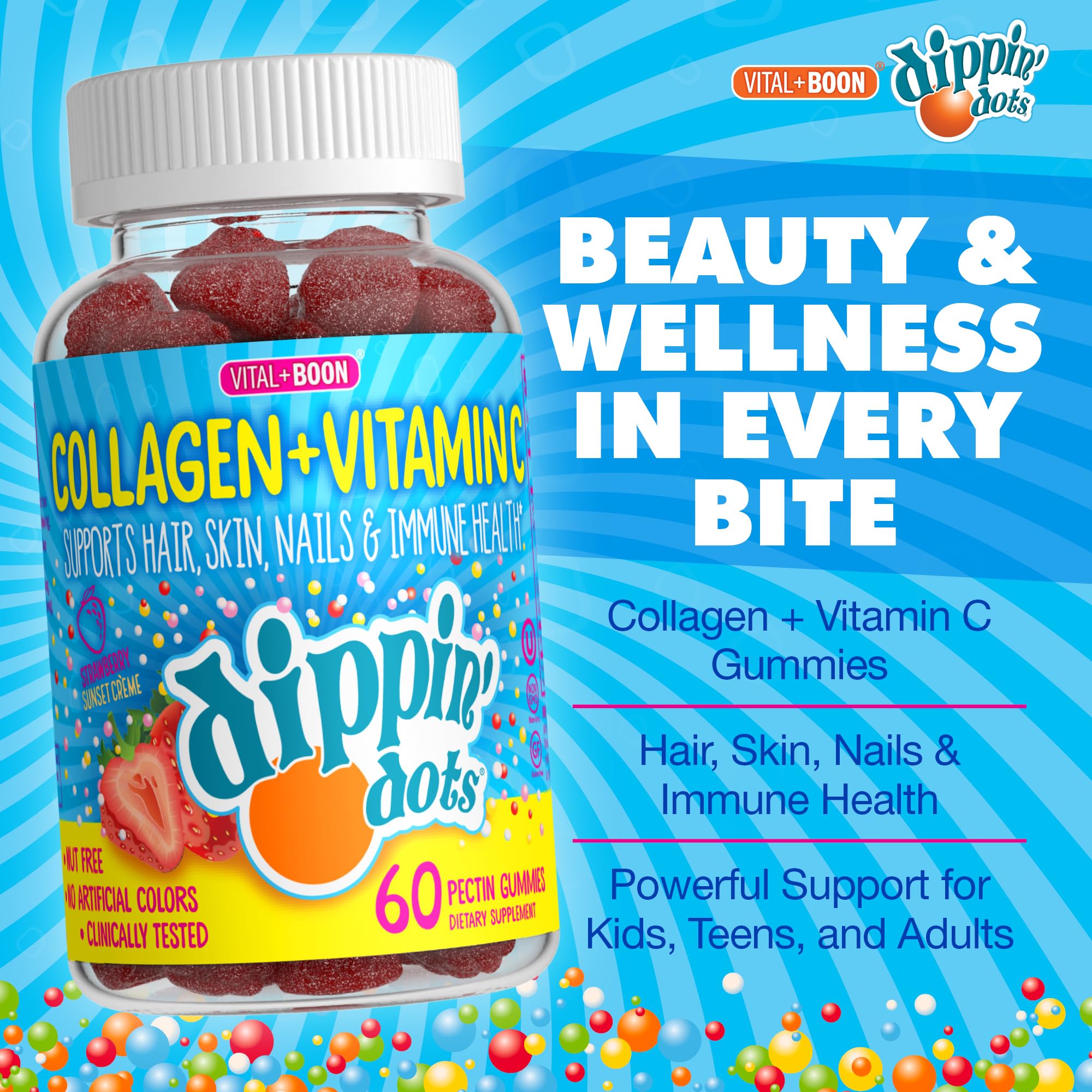 Vital+Boon Collagen Gummies showing two gummies on a white background