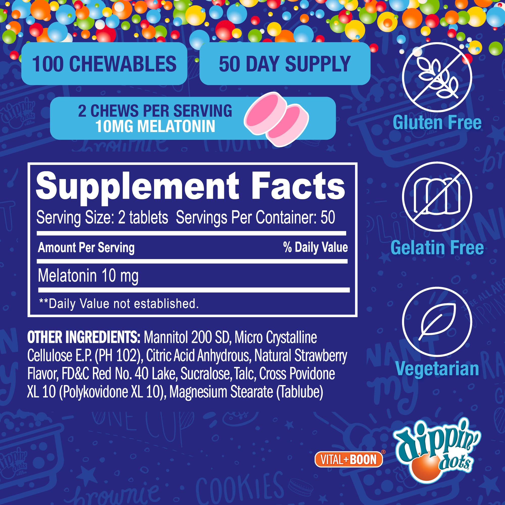 Vital+Boon Dippin' Dots Chewable Melatonin Tablets 10mg lifestyle scene