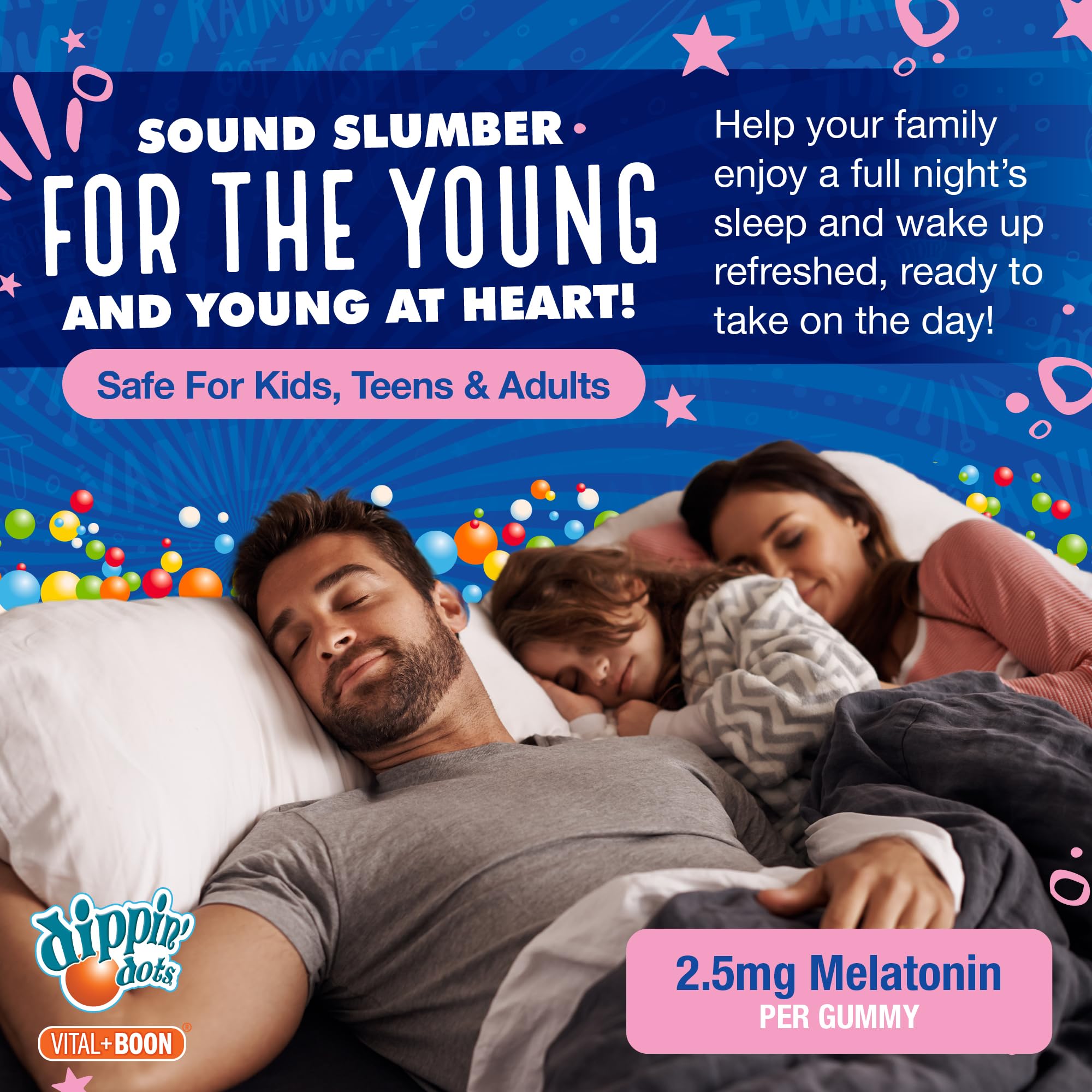 Vital+Boon Dippin' Dots Kids Melatonin Gummies back view