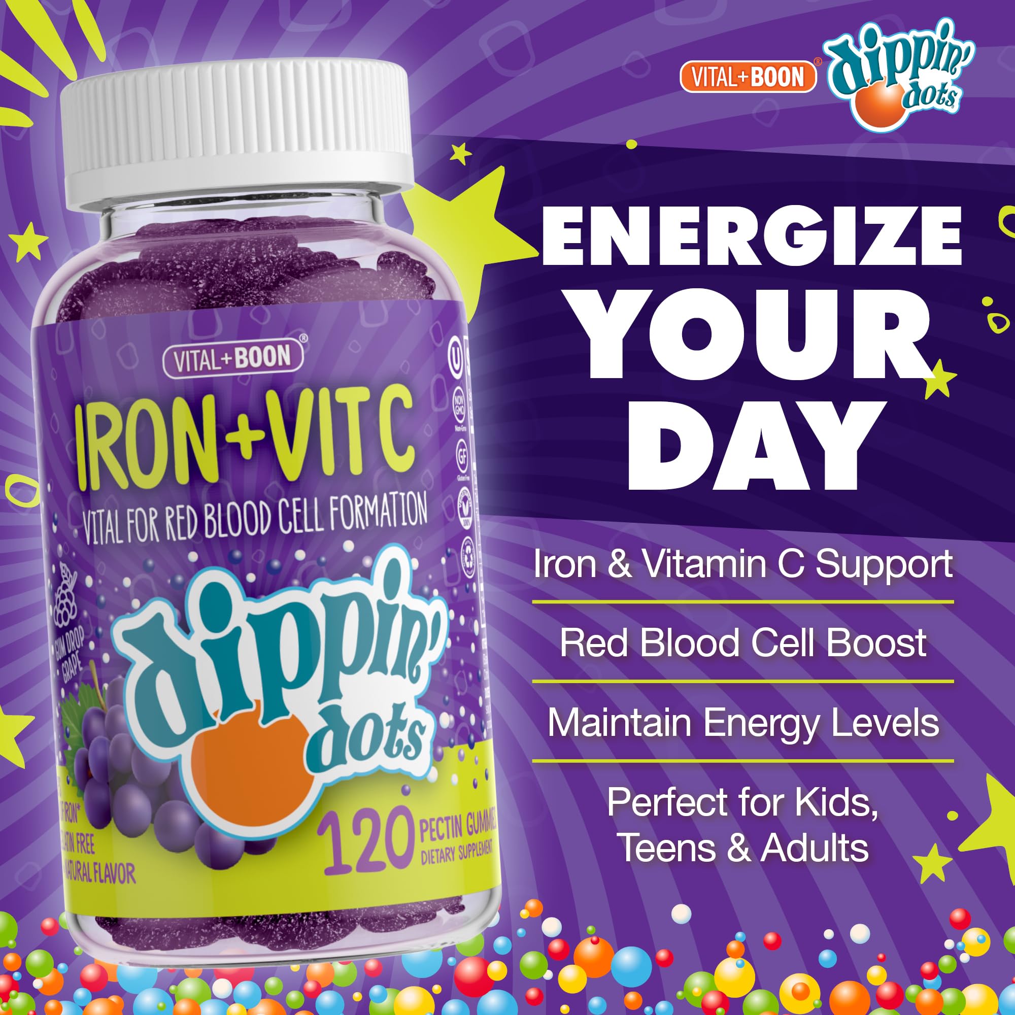 Vital+Boon Iron Gummies bottle side view