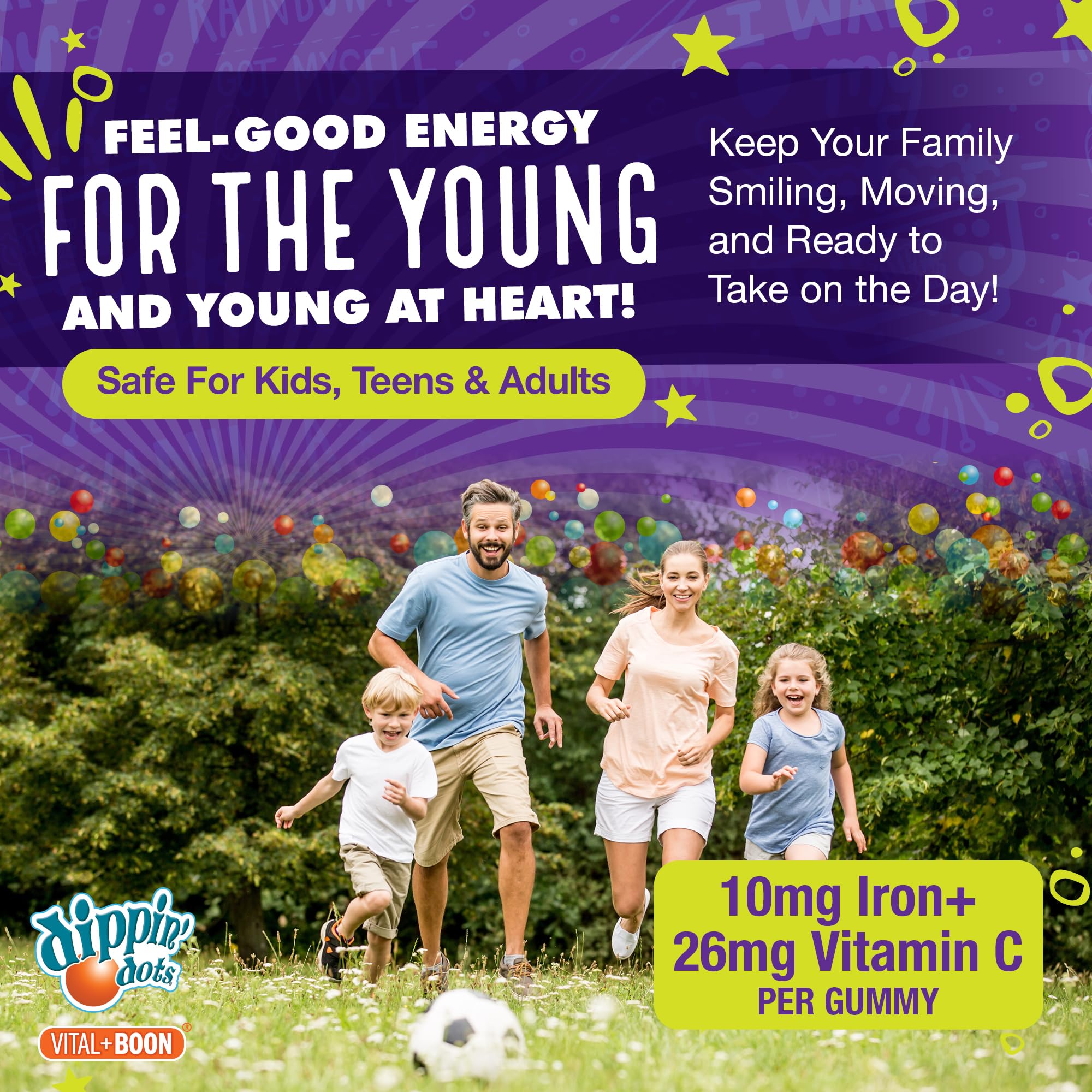 Vital+Boon Iron Gummies with Vitamin C close-up of gummies