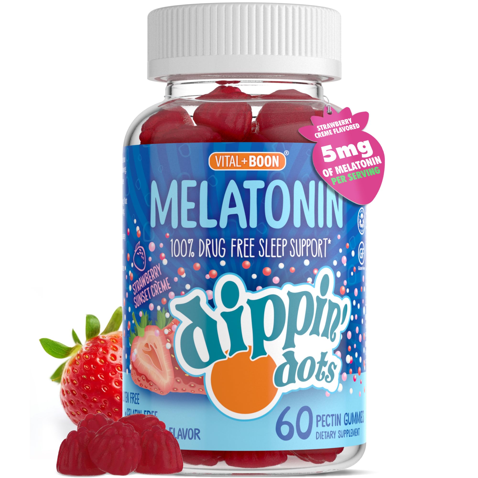 Vital+Boon Kids Melatonin Gummies front view with packaging