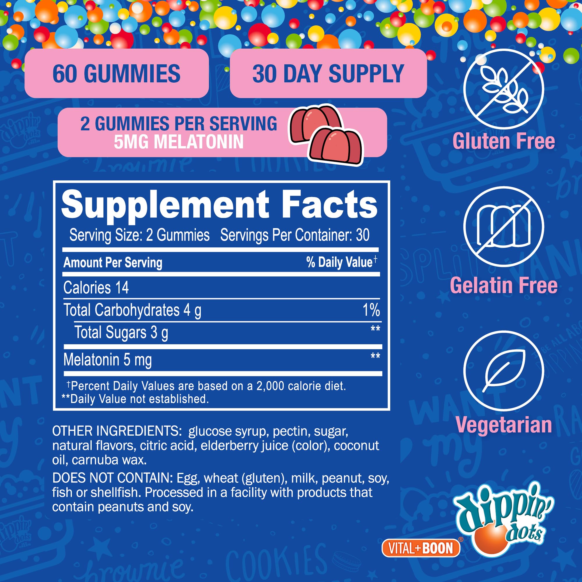 Vital+Boon Kids Melatonin Gummies nutritional information
