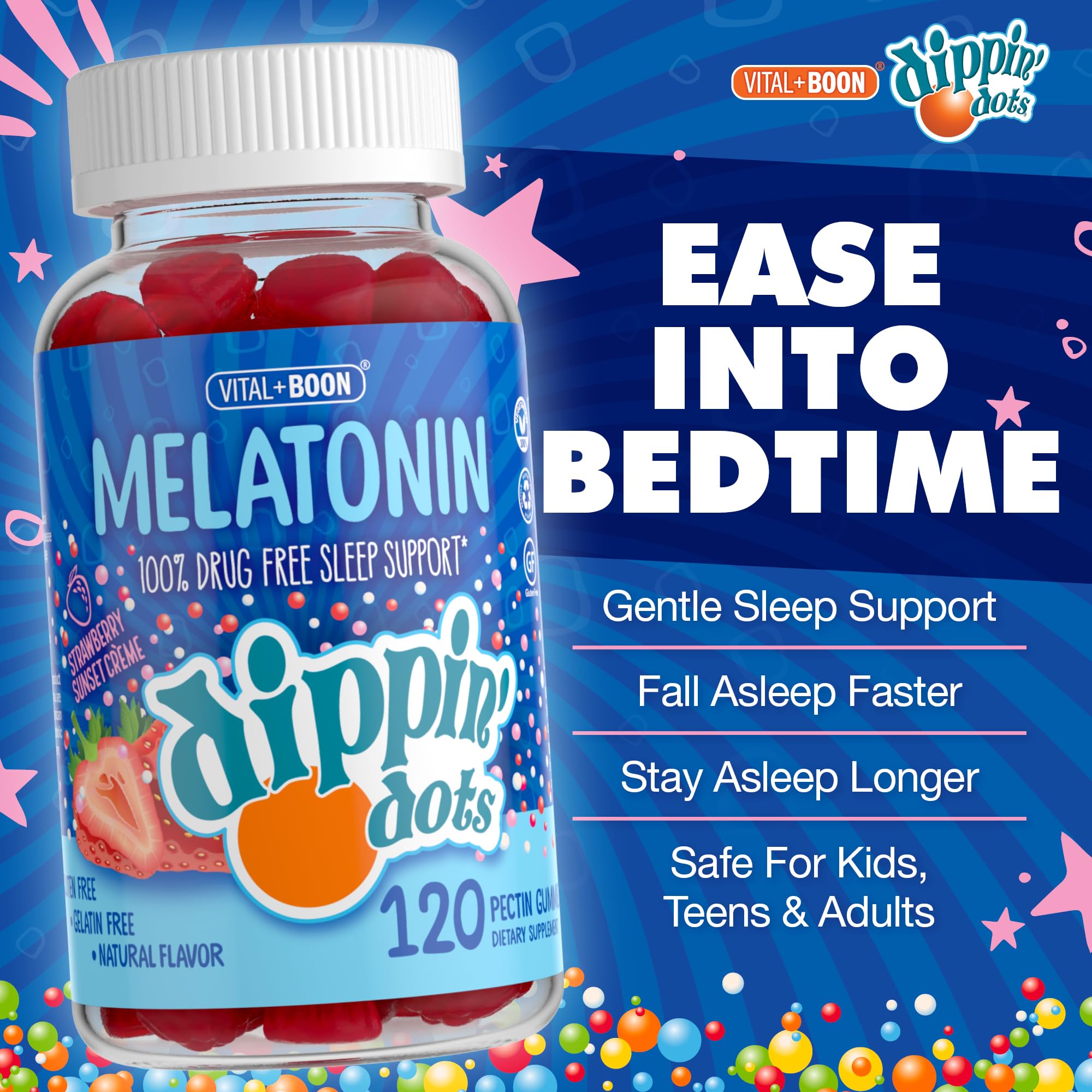 Vital+Boon Melatonin Gummies 2.5mg Strawberry Creme back view