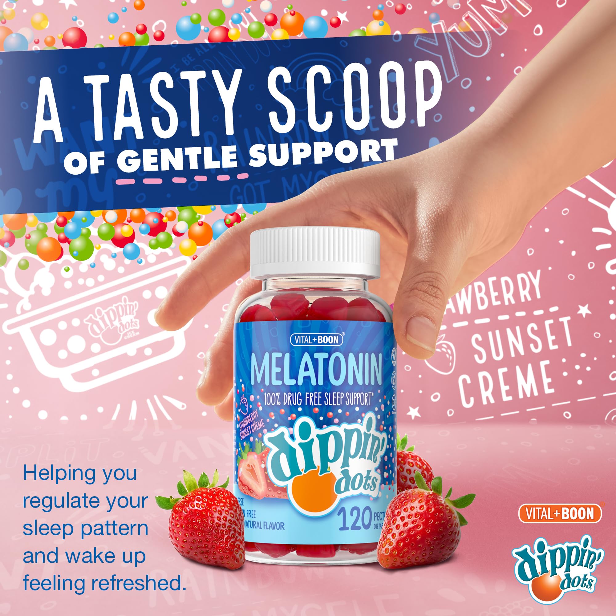 Vital+Boon Melatonin Gummies 2.5mg Strawberry Creme packaging