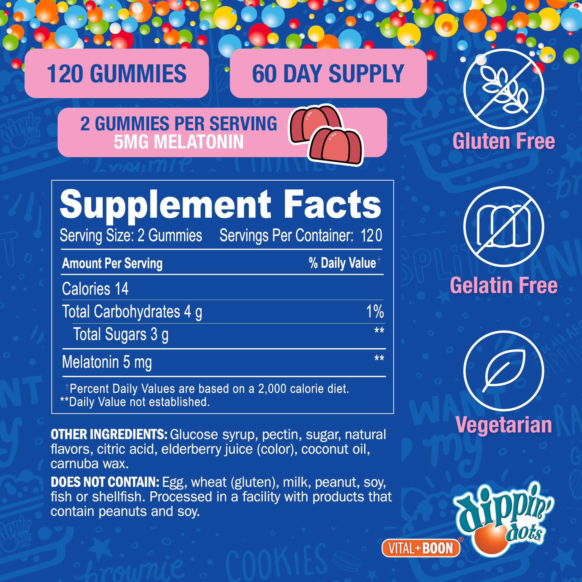 Vital+Boon Melatonin Gummies 2.5mg Strawberry Creme with fruit