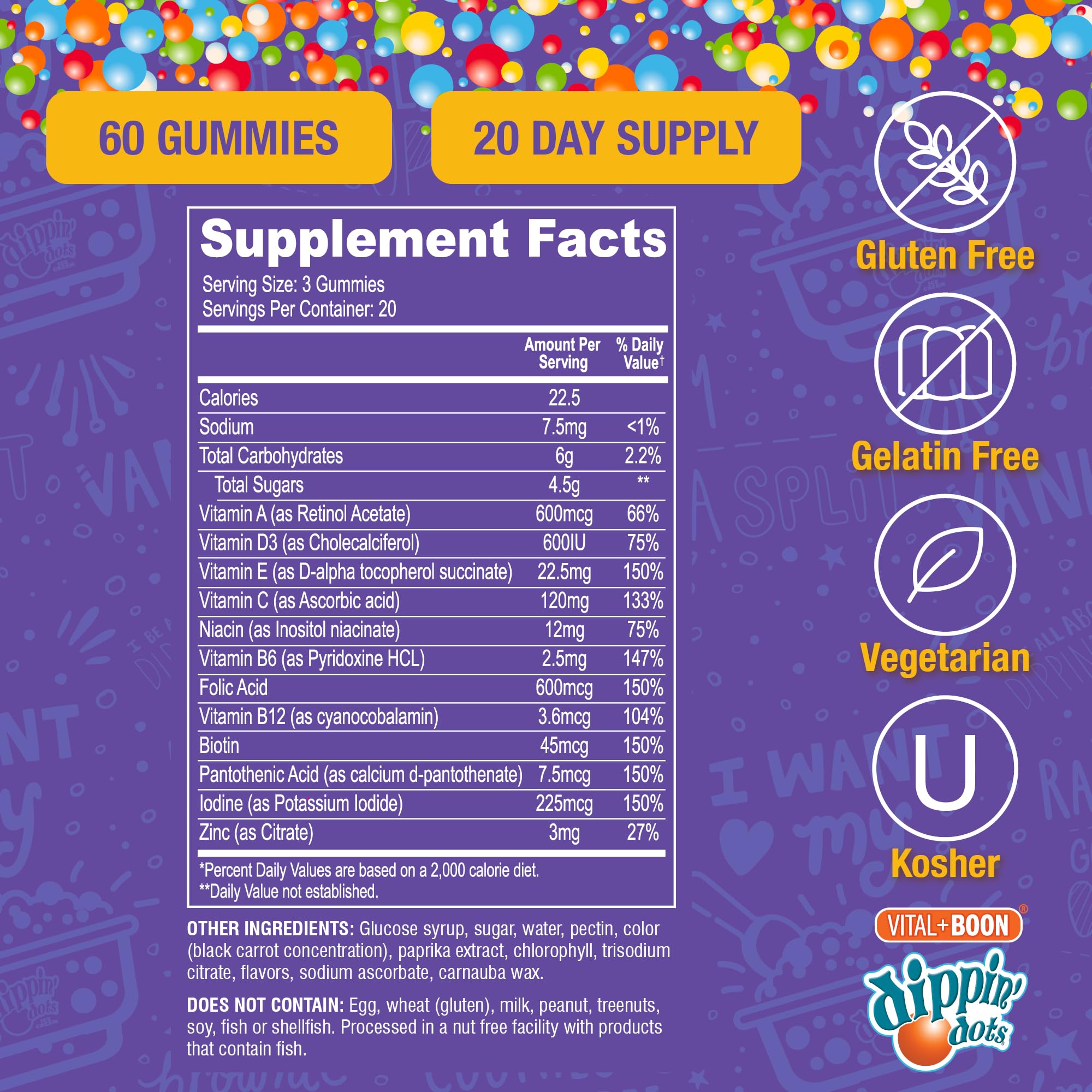 Vital+Boon Multivitamin Gummies packaging details
