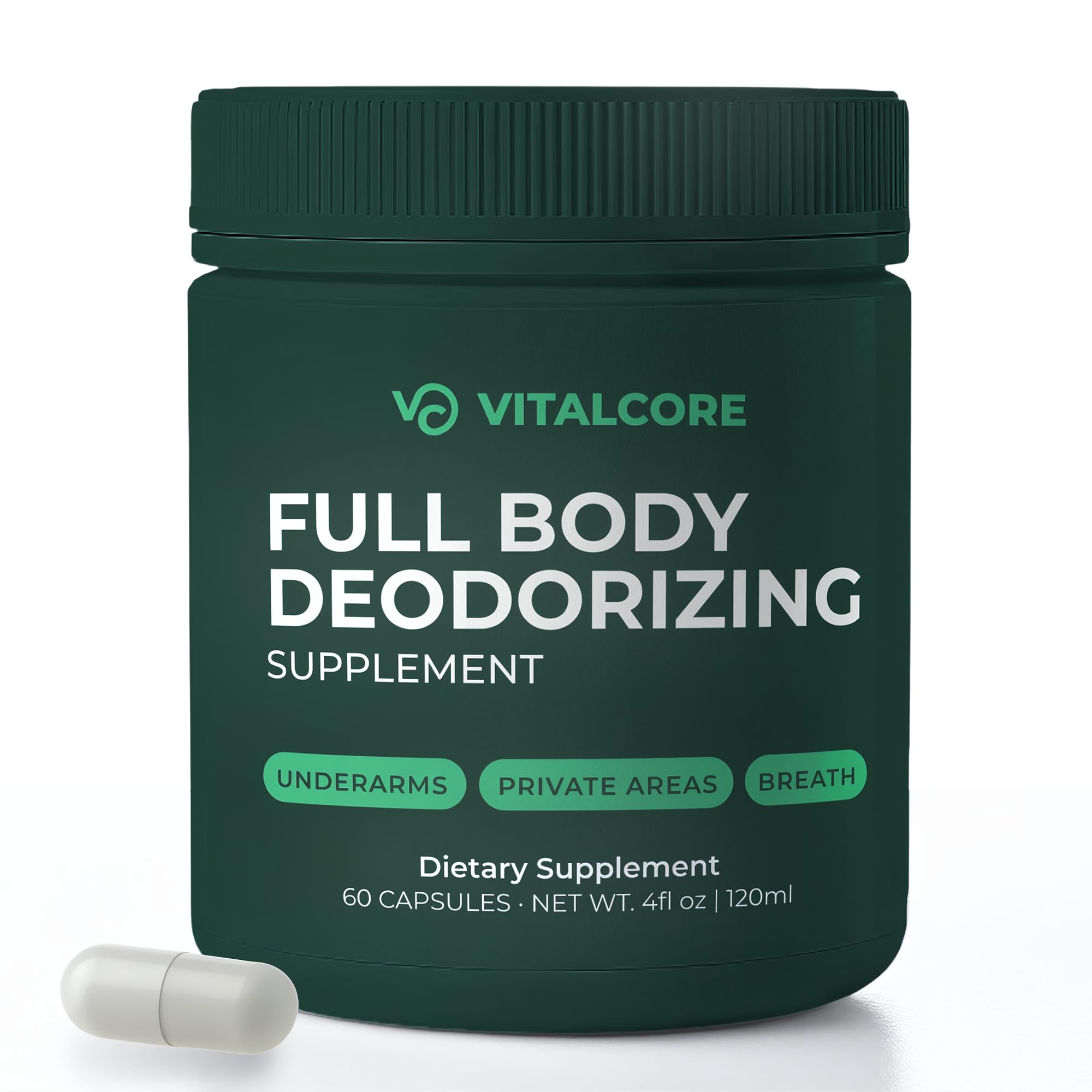 Vital Core Body Deodorizing Supplement 60 Capsules front view