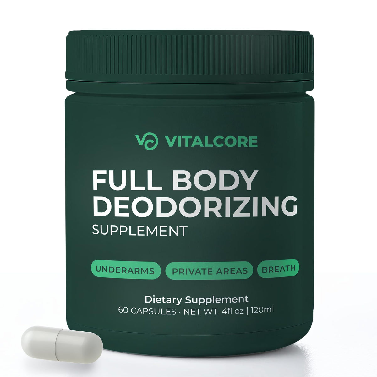 Vital Core Body Deodorizing Supplement 60 Capsules front view