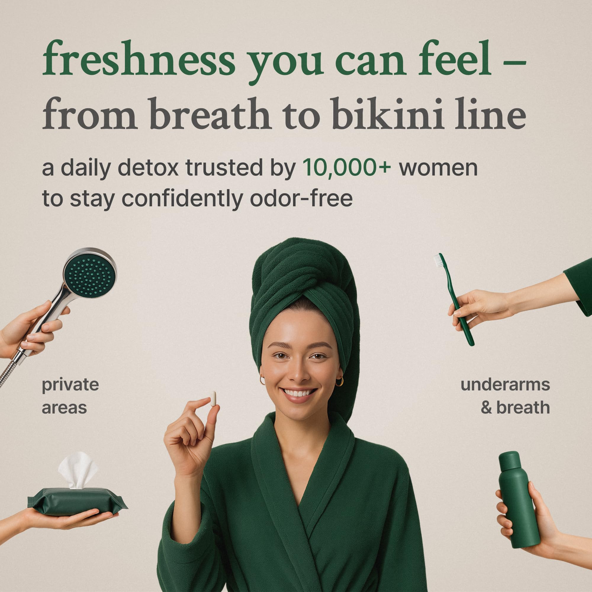 Vital Core Body Deodorizing Supplement bottle with chlorophyll