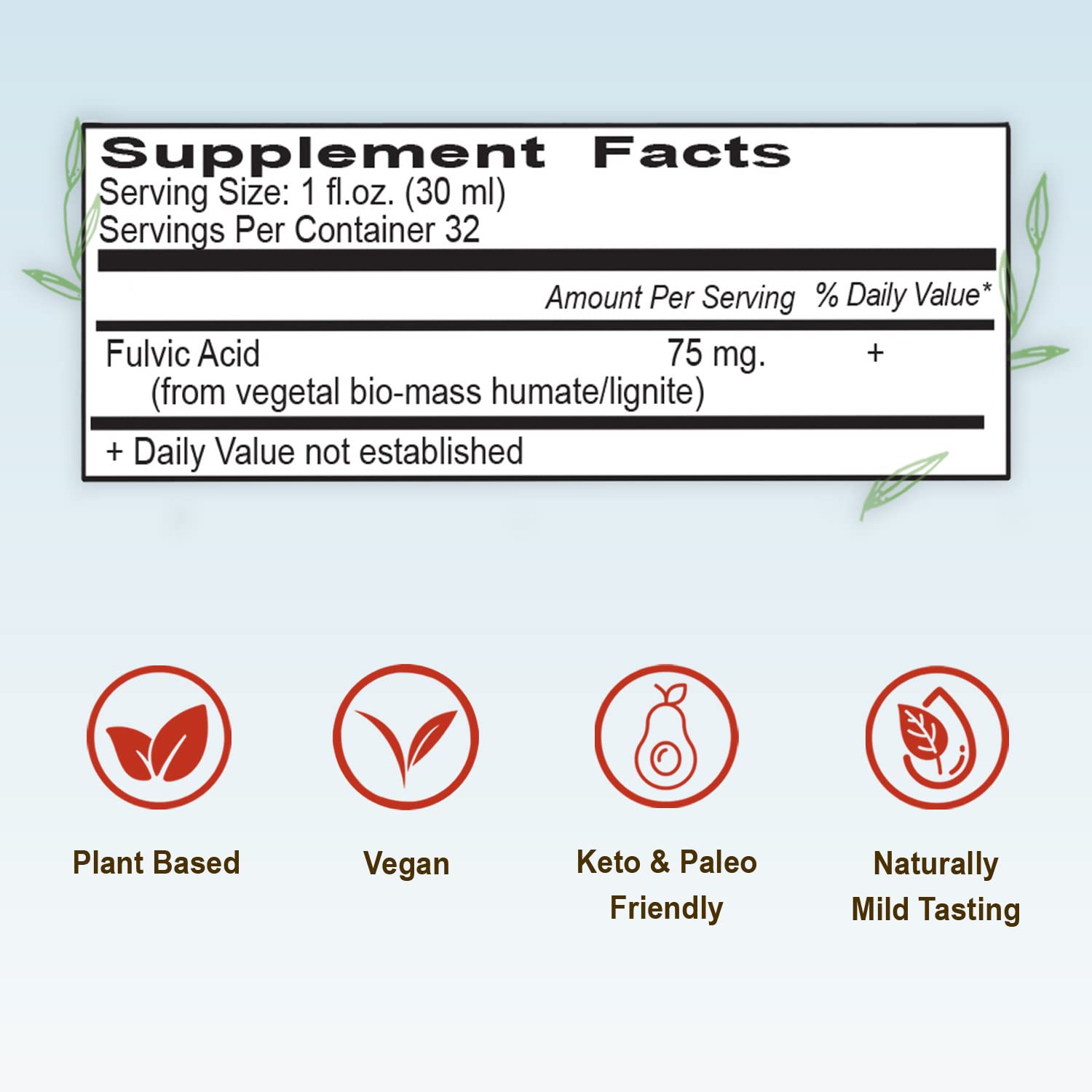 Vital Earth Minerals Fulvic Acid bottle with alkaline water