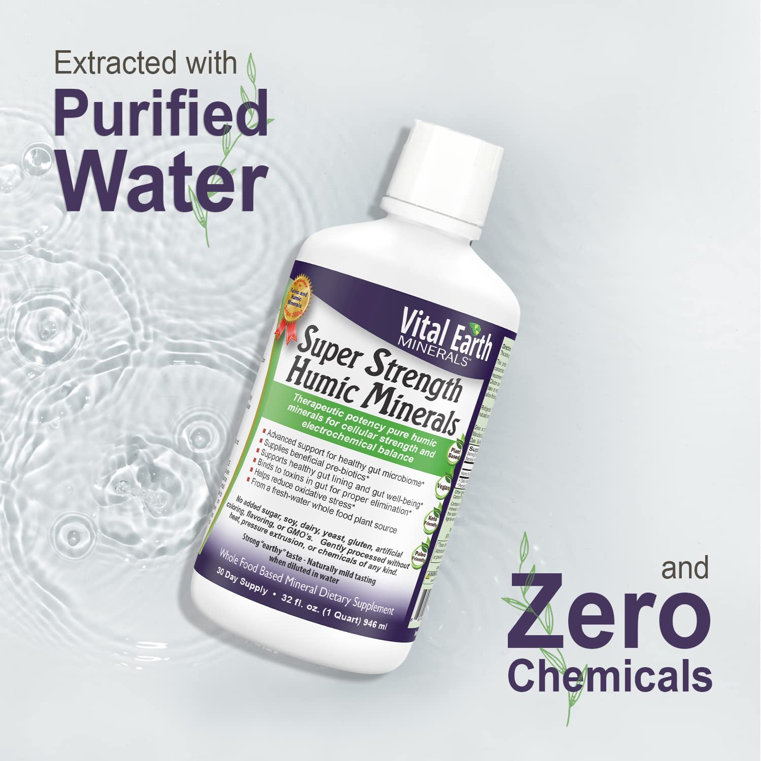 Vital Earth Minerals Super Strength Humic Liquid packaging details
