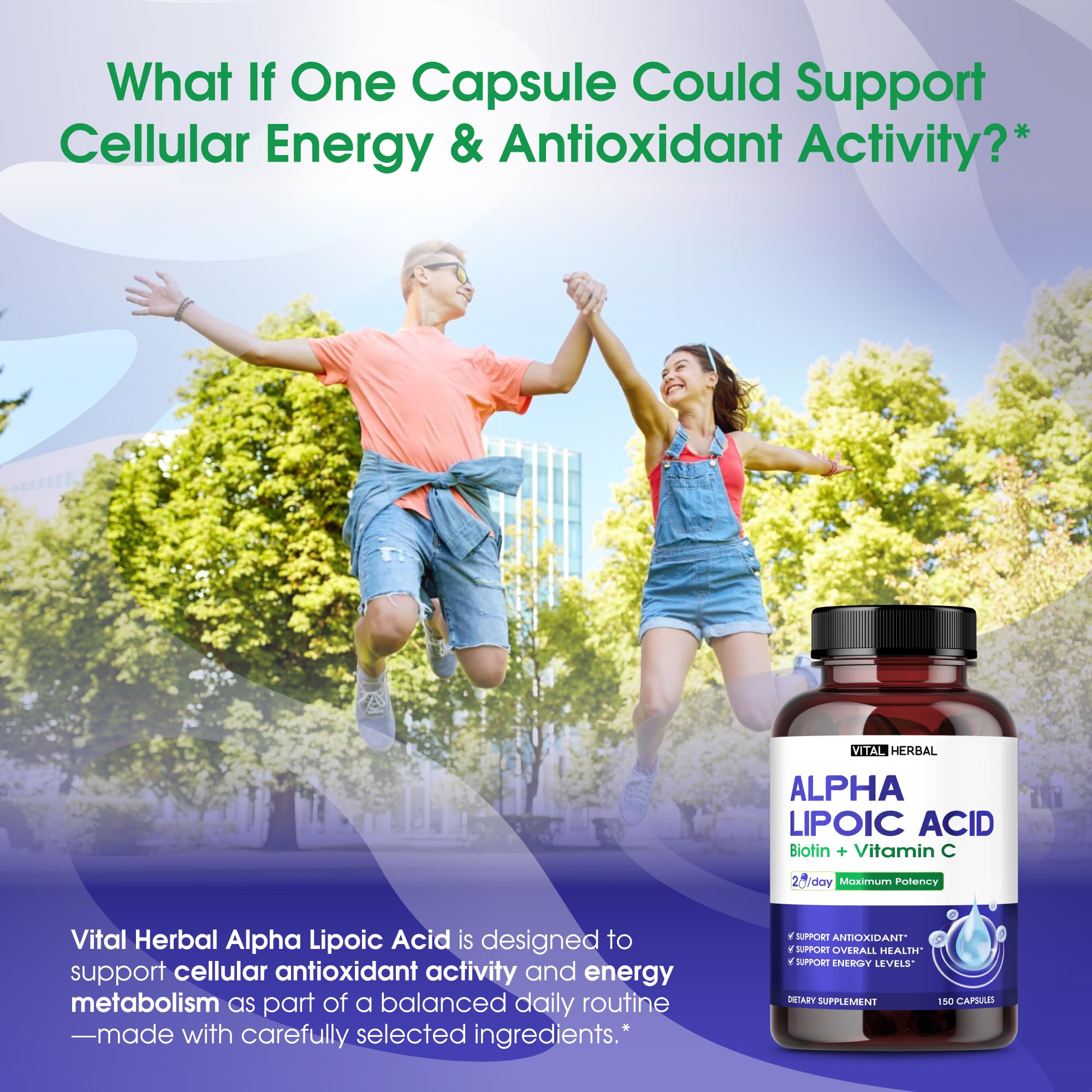 VITAL HERBAL Liposomal Alpha Lipoic Acid bottle side view