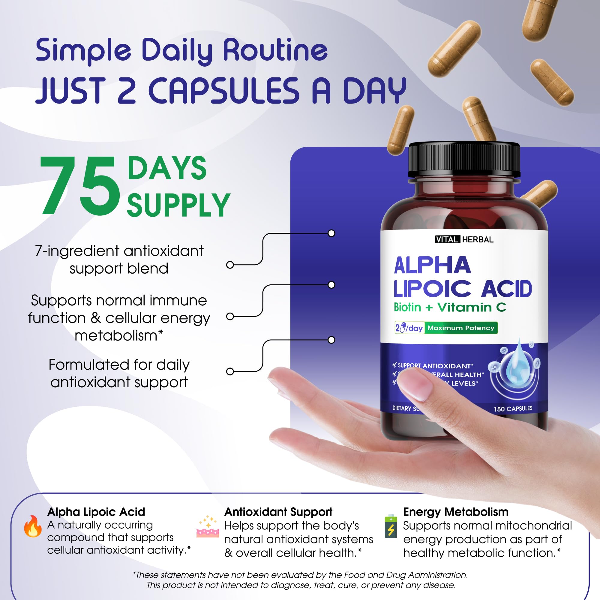 VITAL HERBAL Liposomal Alpha Lipoic Acid on a wooden table