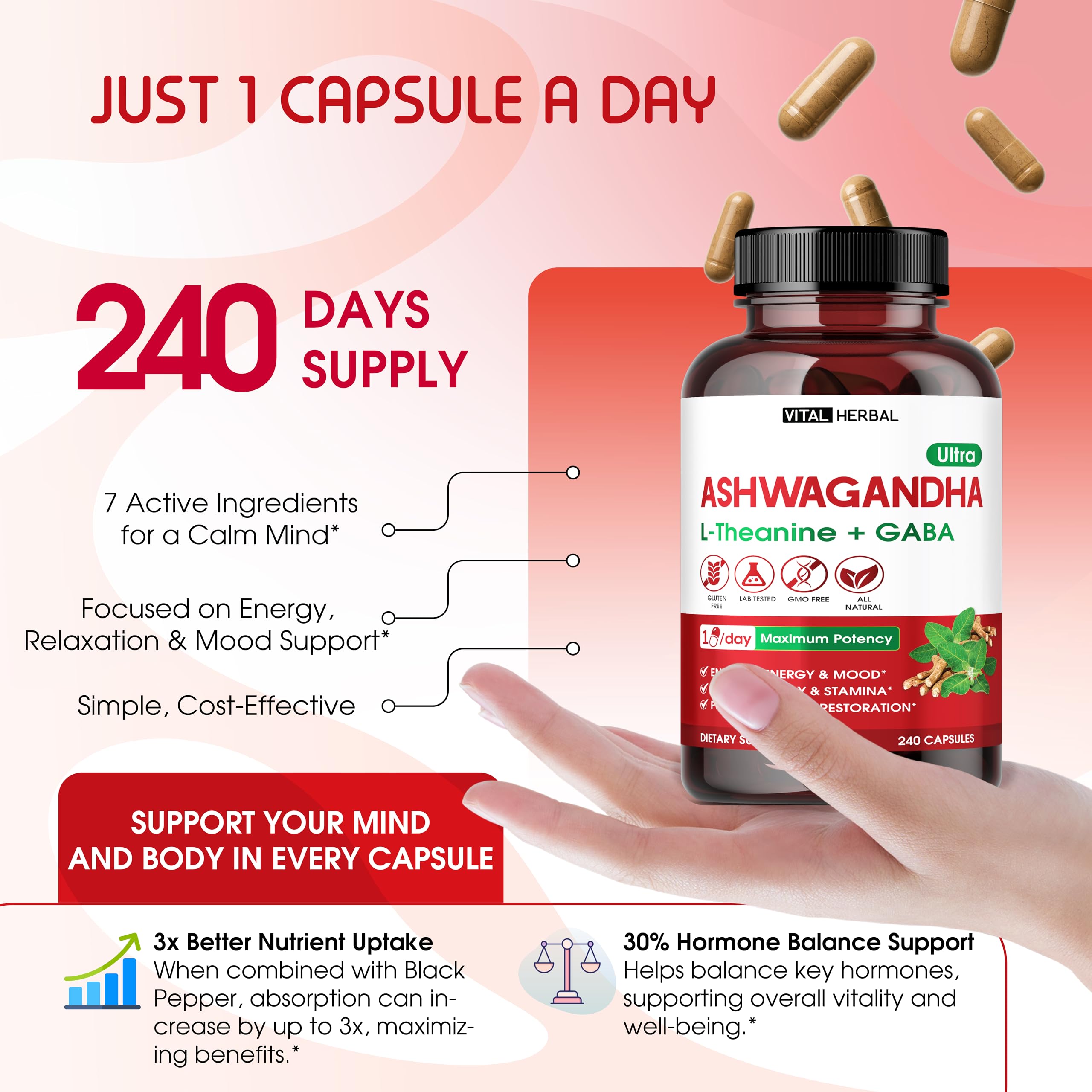 VITAL HERBAL St. John's Wort Capsules in a lifestyle setting