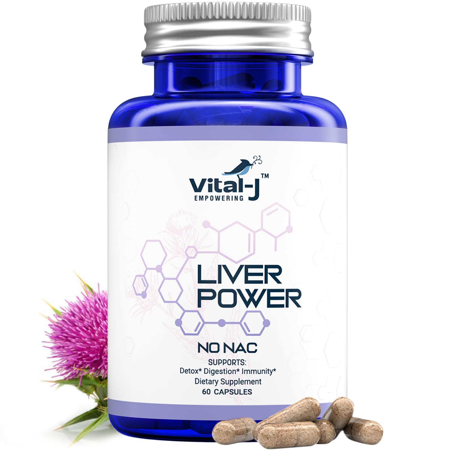 Vital-J Empowering Milk Thistle Herbal Supplement front view of packaging