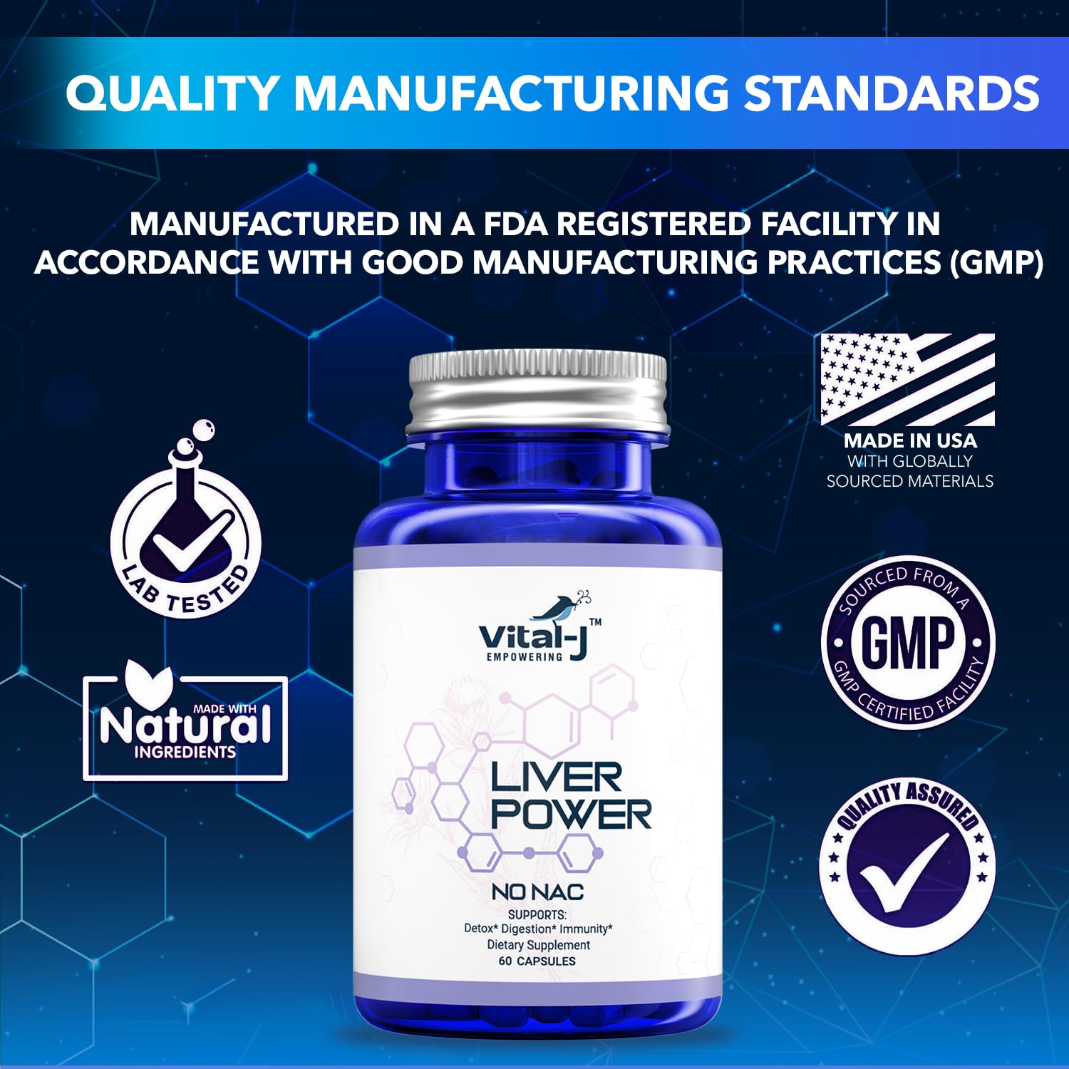 Vital-J Empowering Milk Thistle Herbal Supplement with a measuring spoon