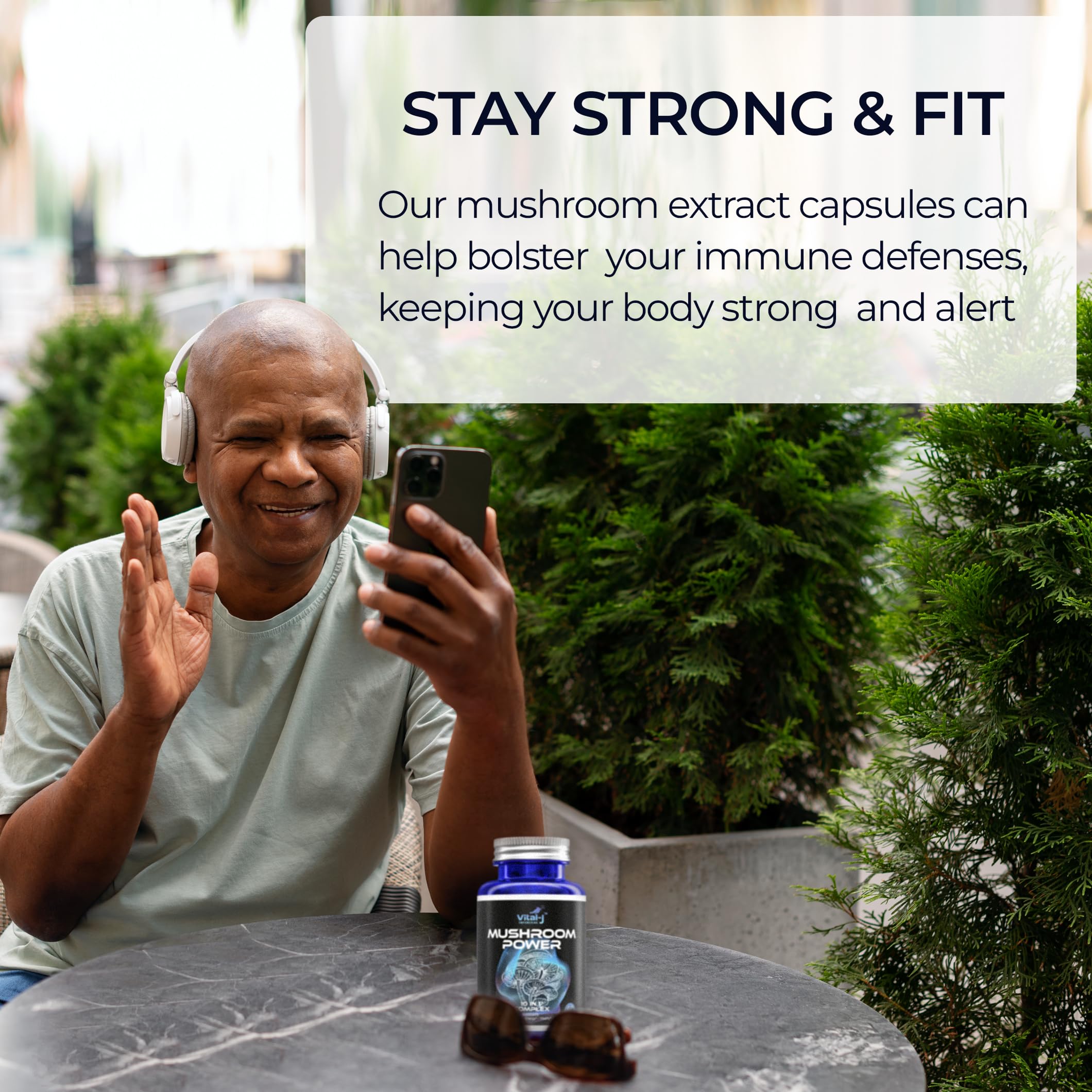 Vital-J Empowering Mushroom Blend Capsules close-up of capsules