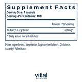 Vital Nutrients Acetyl-L-Carnitine 600mg Capsules side view