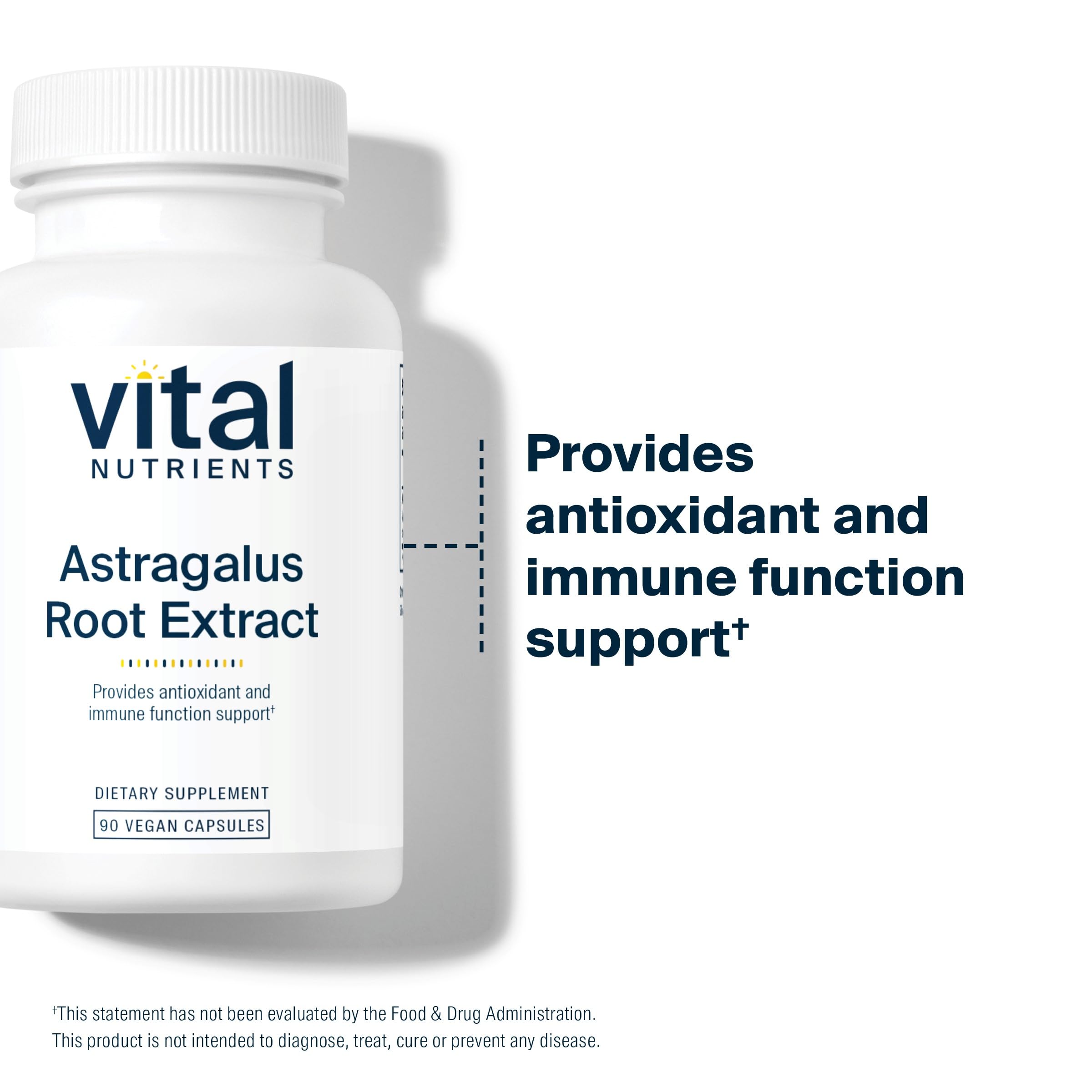 Vital Nutrients Astragalus 600mg vegan capsules on a wooden table