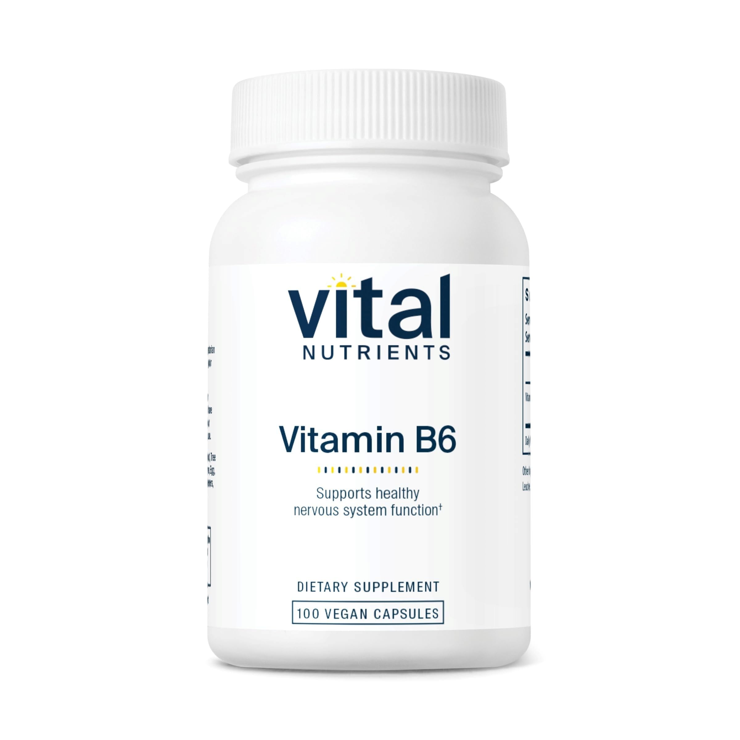 Vital Nutrients B6 (Pyridoxal Phosphate) 100mg vegan capsules front view