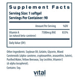 Vital Nutrients Beta Carotene 7500mcg Softgels bottle side view