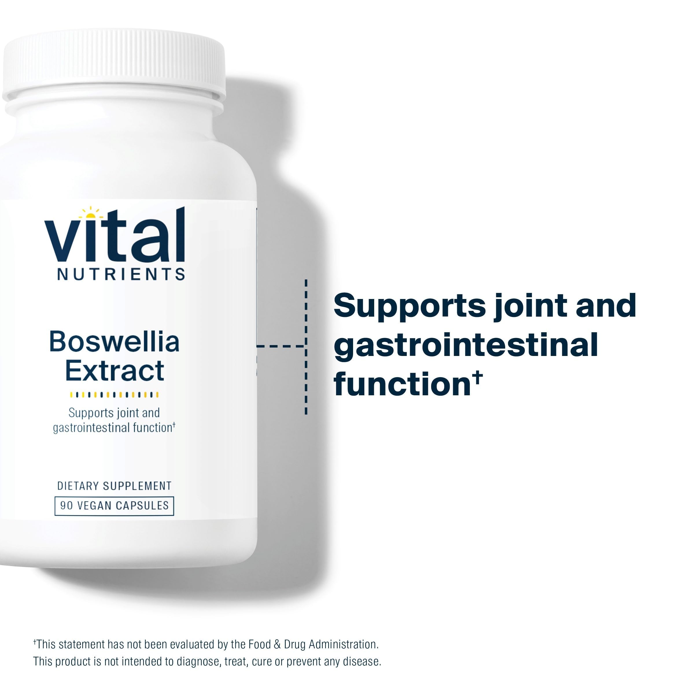 Vital Nutrients Boswellia Extract 400mg Vegan Capsules on a wooden table