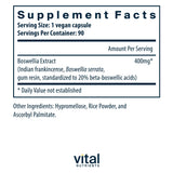 Vital Nutrients Boswellia Extract 400mg Vegan Capsules side view