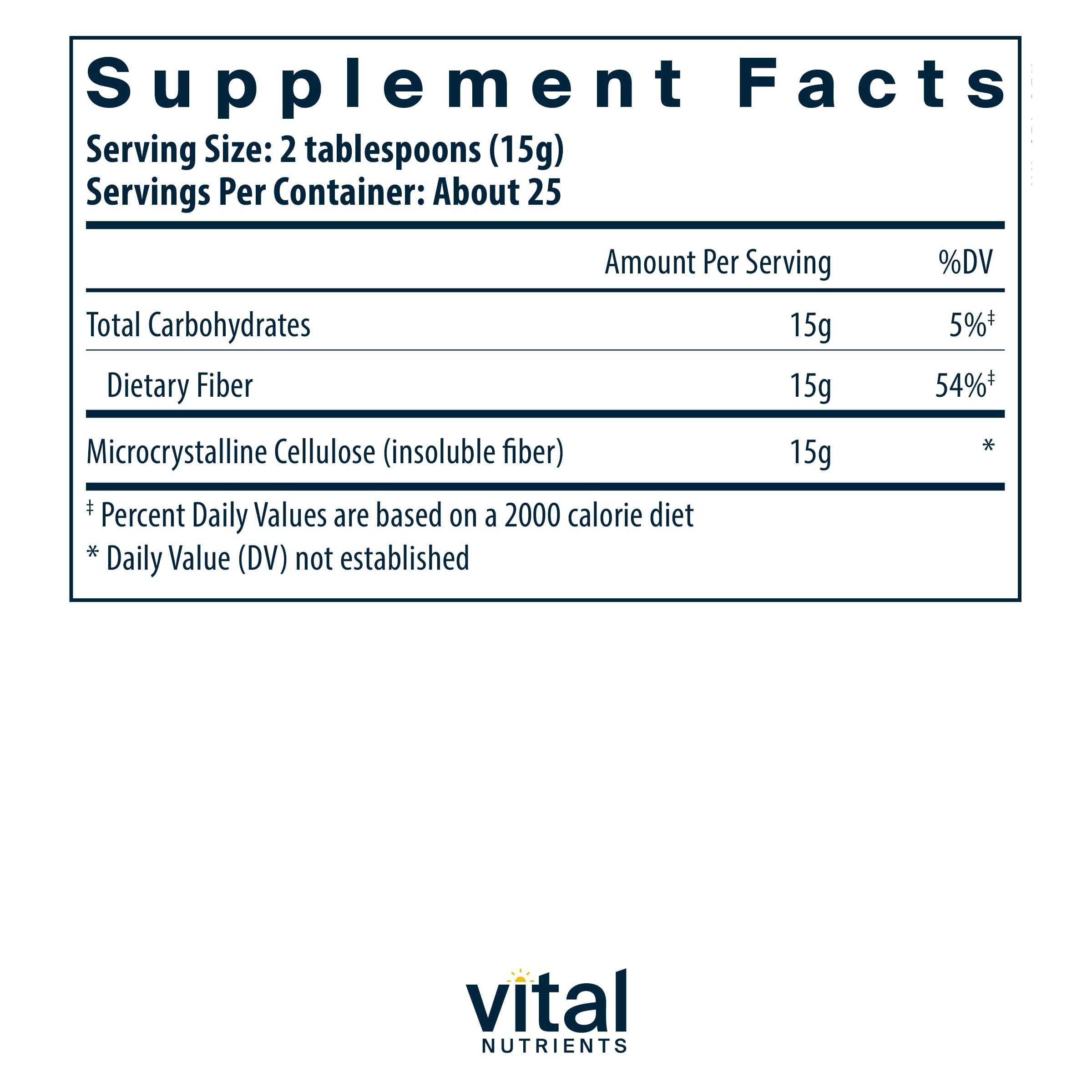 Vital Nutrients Cellulose Fiber Supplement 454g packaging