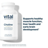 Vital Nutrients Choline Supplement 550mg capsules on a wooden surface
