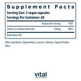 Vital Nutrients Choline Supplement 550mg side view of packaging