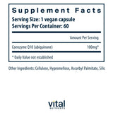 Vital Nutrients CoQ10 Supplement 100mg vegan capsules side view