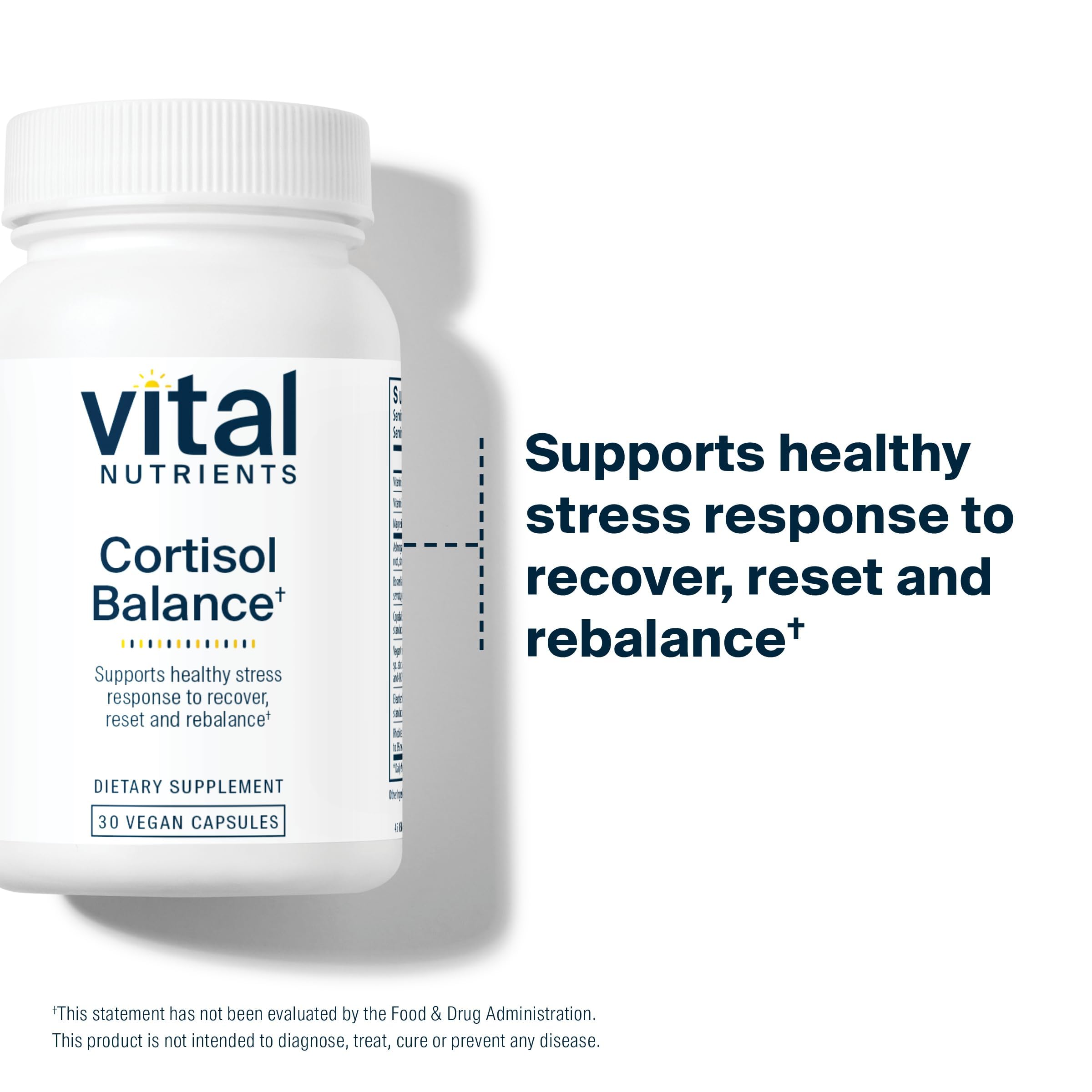 Vital Nutrients Cortisol Balance Supplement back view with ingredient list