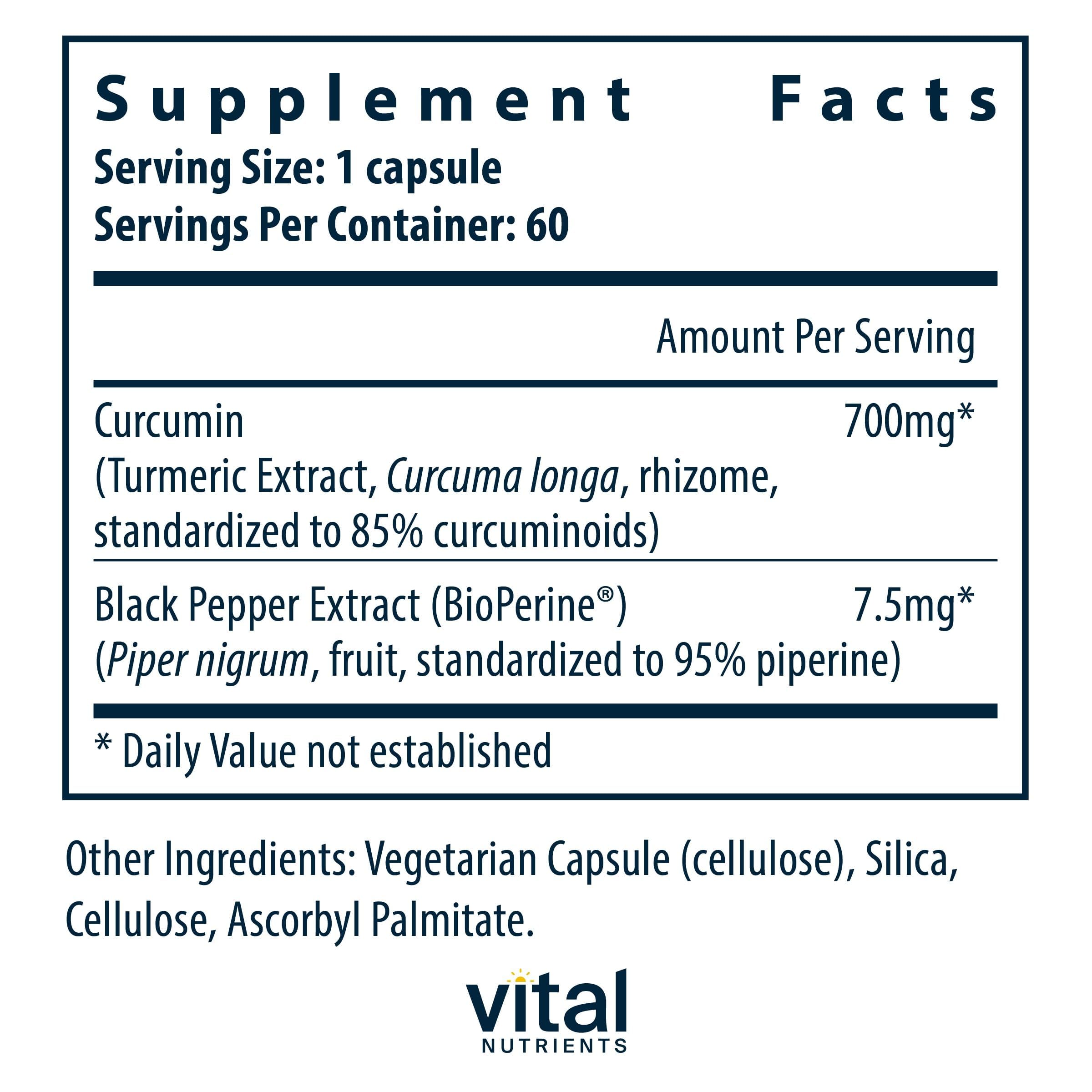 Vital Nutrients Curcumin 700mg bottle with label