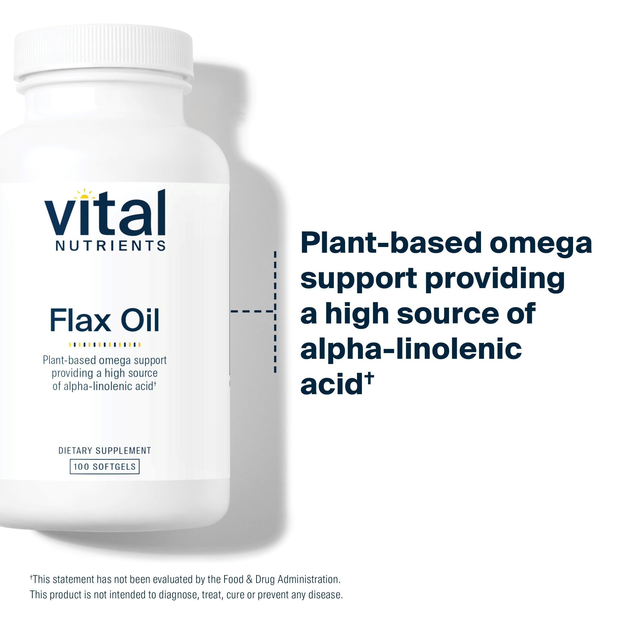 Vital Nutrients Flax Seed Oil 3000mg softgels side view showing capsule size