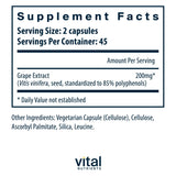 Vital Nutrients Grape Seed Extract 200mg capsule bottle side view