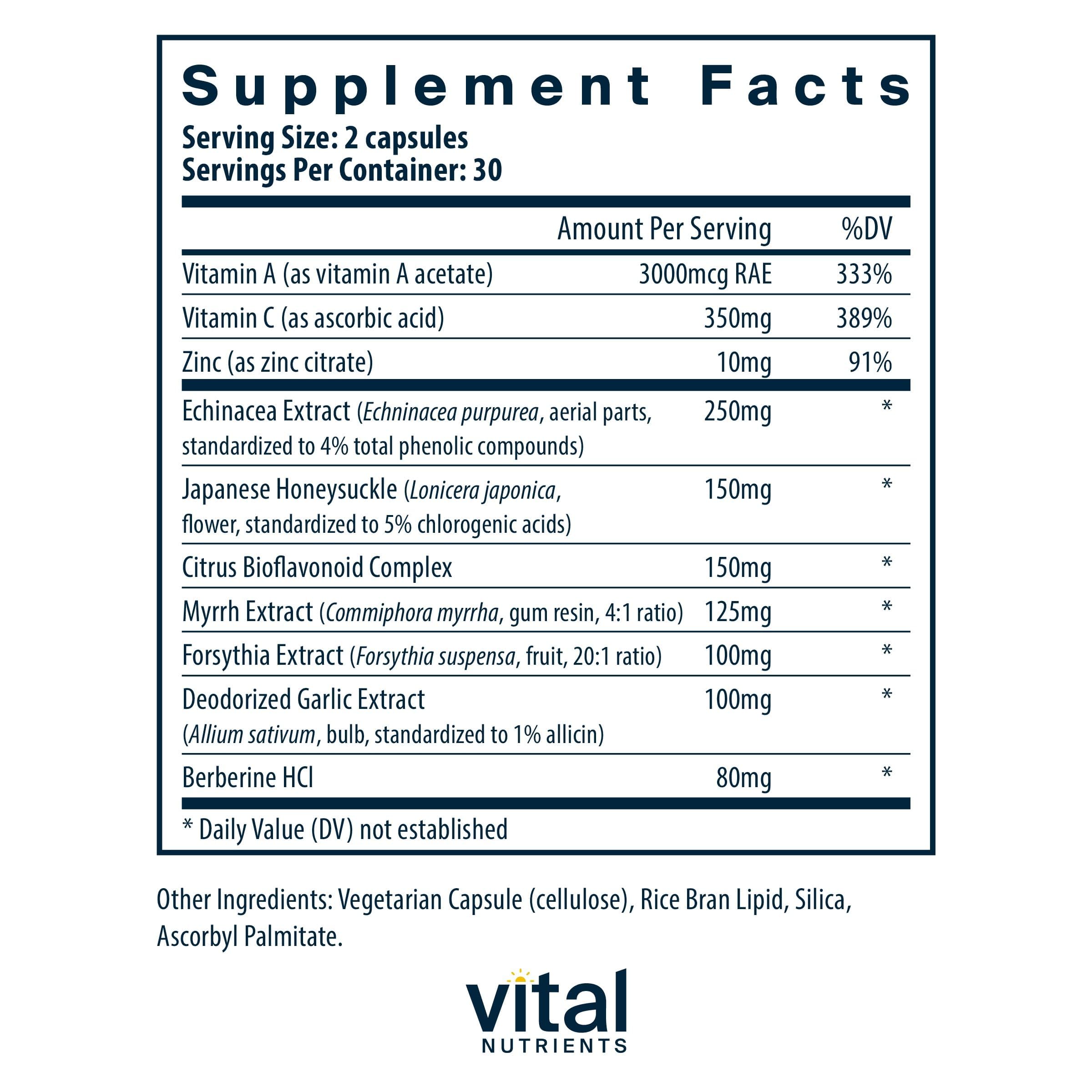 Vital Nutrients Herbal Biotic 60 Capsules side view