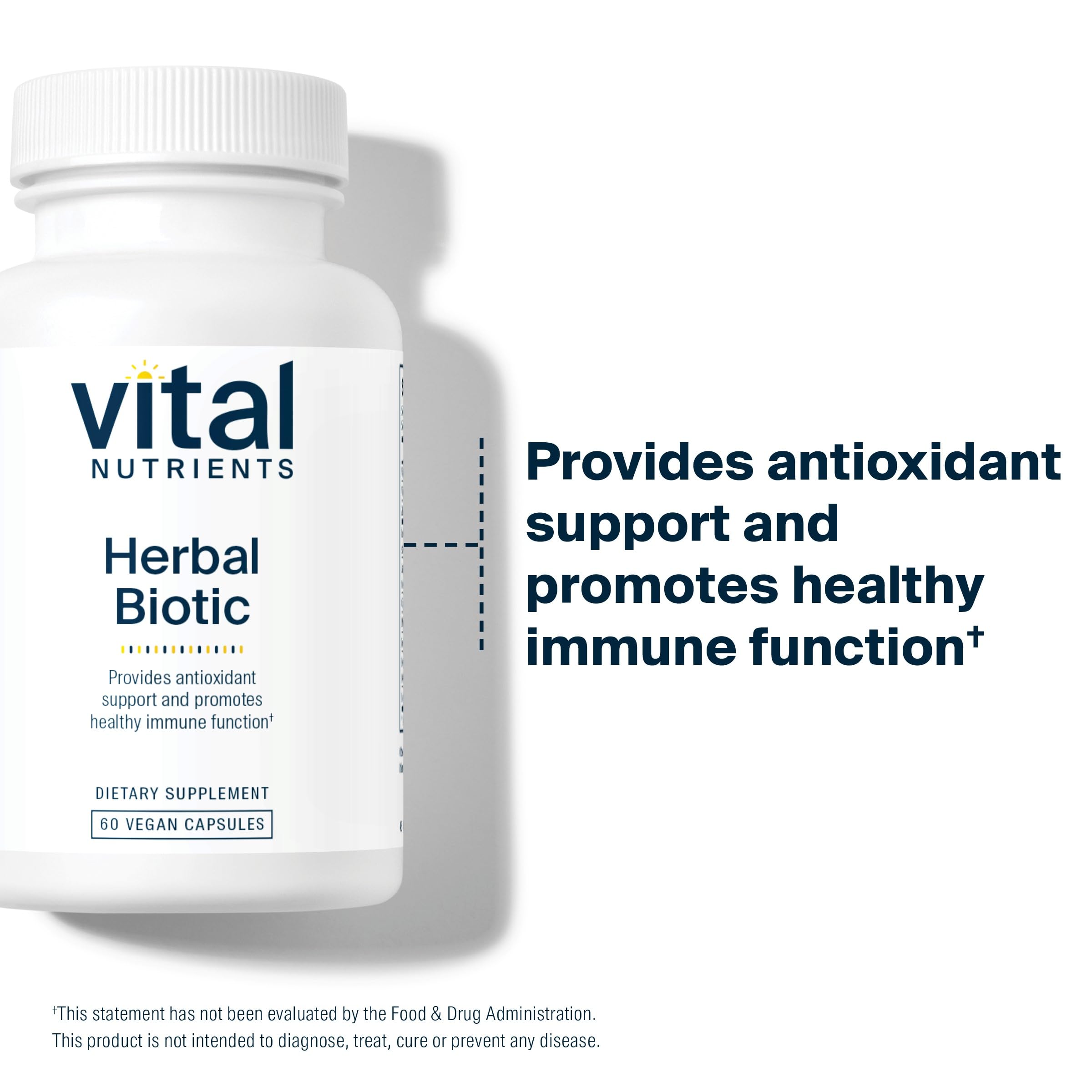 Vital Nutrients Herbal Biotic 60 Capsules with a measuring spoon
