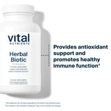Vital Nutrients Herbal Biotic supplement packaging on a wooden table