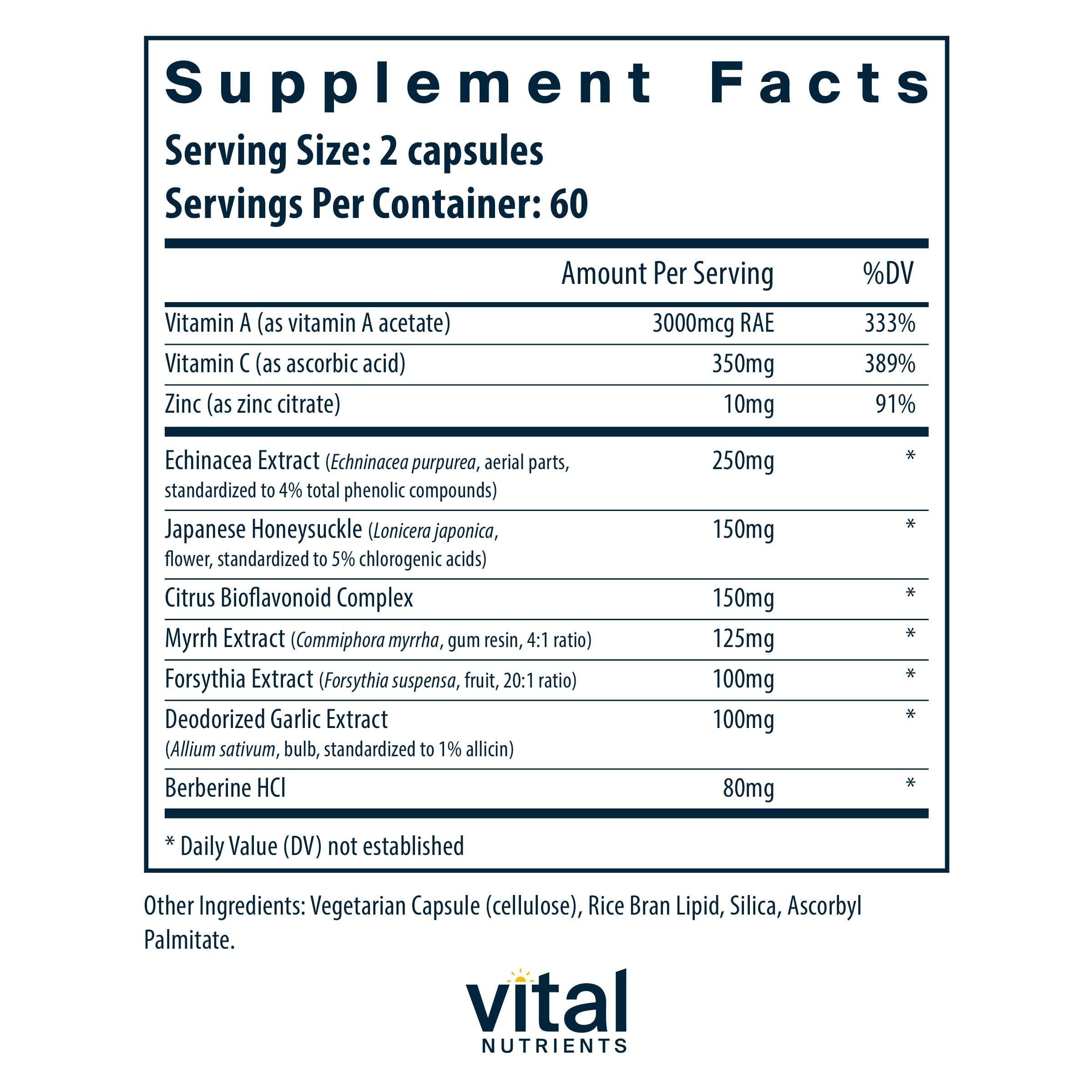 Vital Nutrients Herbal Biotic supplement side view showing capsule