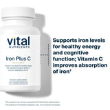 Vital Nutrients Iron Plus C capsules on a wooden table
