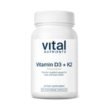 Vital Nutrients K2 D3 Vitamin Supplement front view with packaging