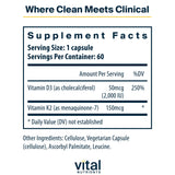 Vital Nutrients K2 D3 Vitamin Supplement side view showing capsule
