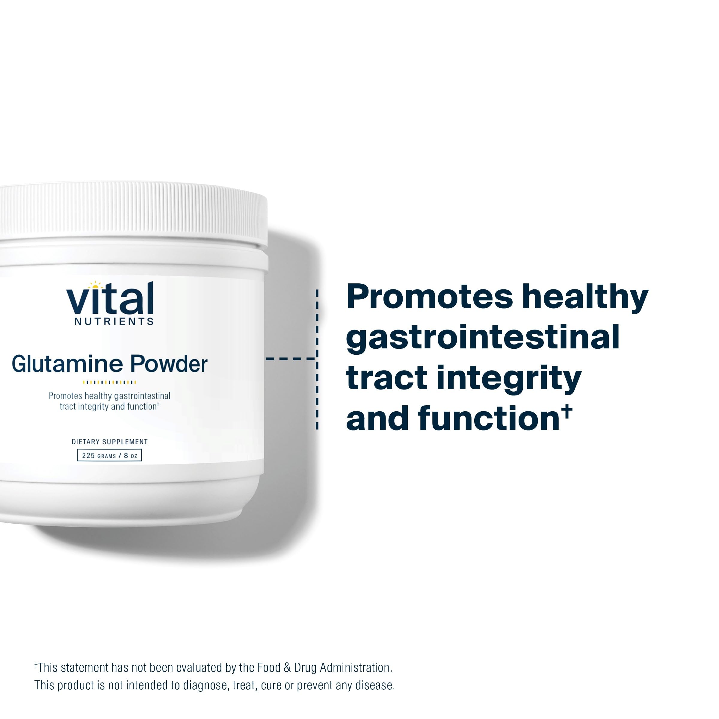 Vital Nutrients L-Glutamine Powder 272g opened with powder visible