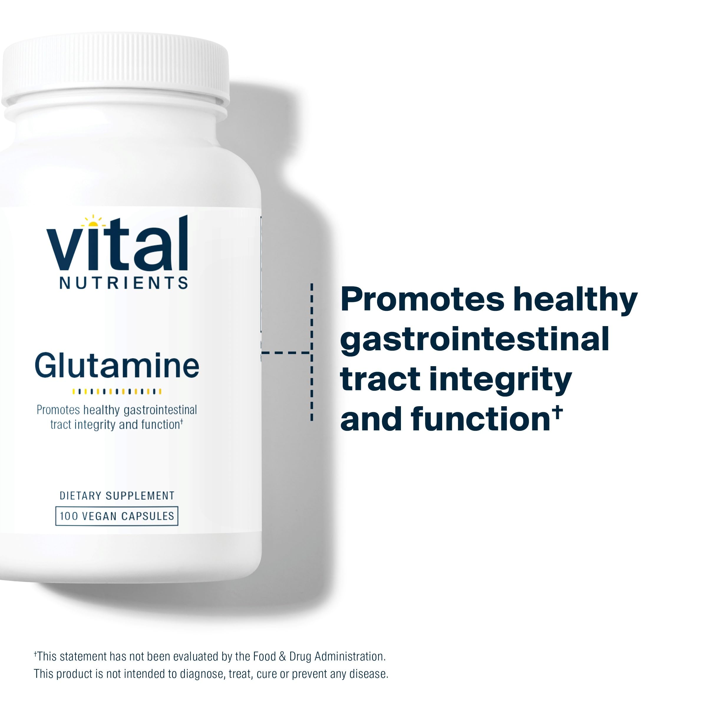 Vital Nutrients L-Glutamine Supplement 3400mg with measuring scoop