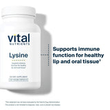 Vital Nutrients L-Lysine 500mg capsules with dosage information