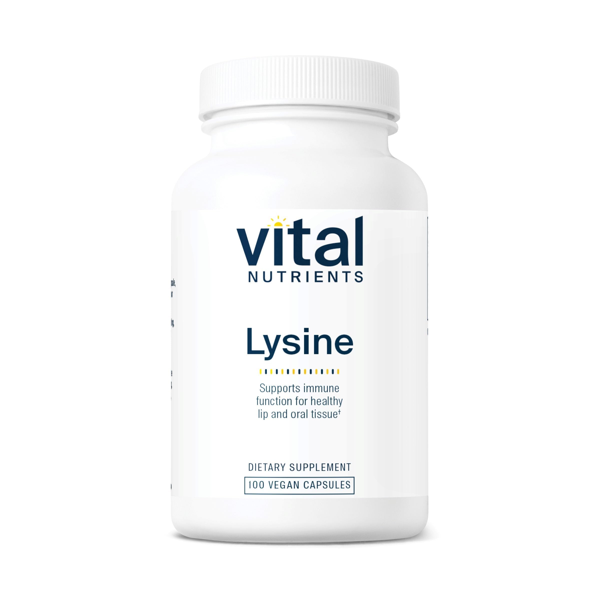 Vital Nutrients L-Lysine 500mg vegan capsules front view