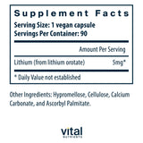 Vital Nutrients Lithium Orotate 90 vegan capsules side view