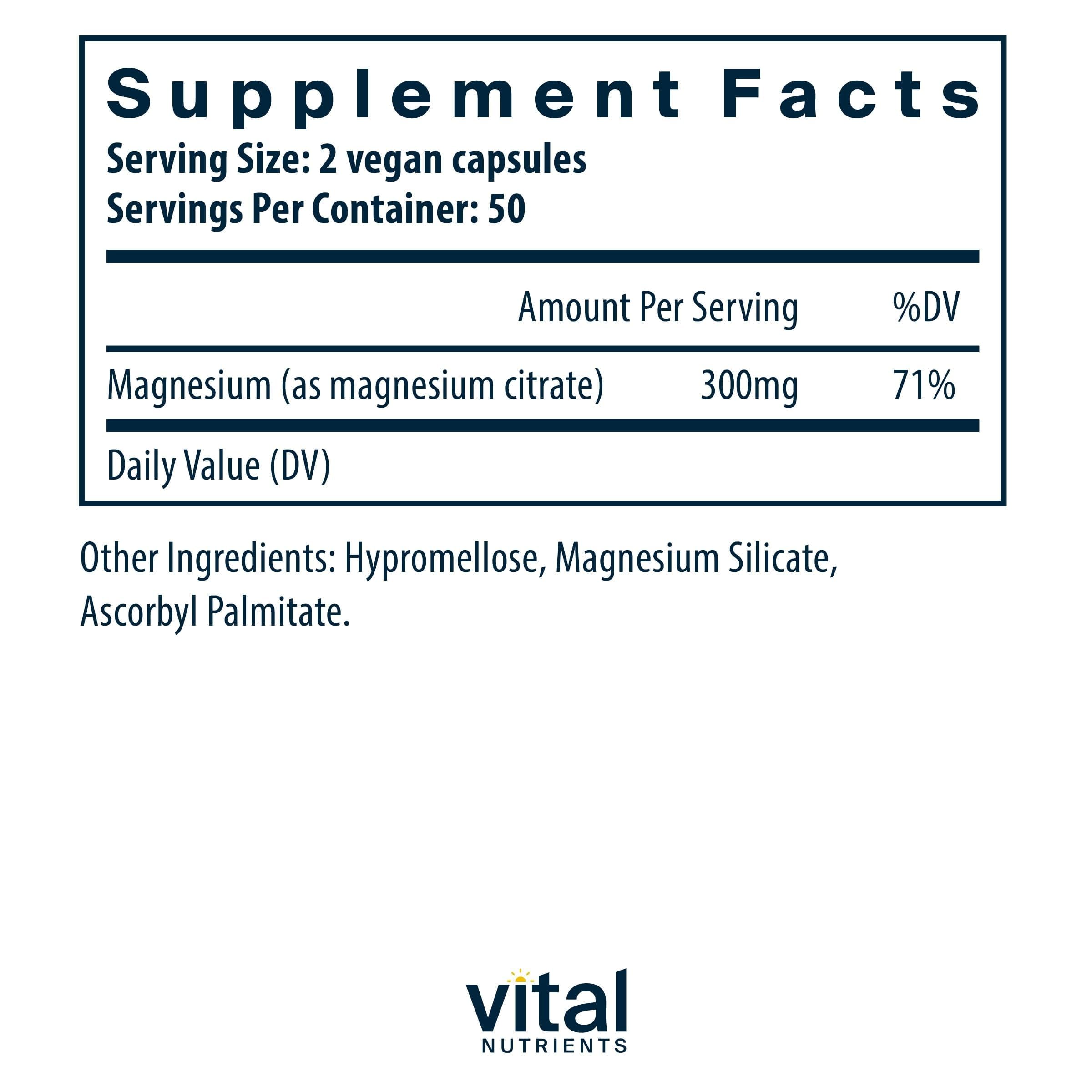 Vital Nutrients Magnesium Citrate 300mg capsule close-up